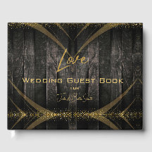 Elegante Black Shiny Rustic Wood Wedding