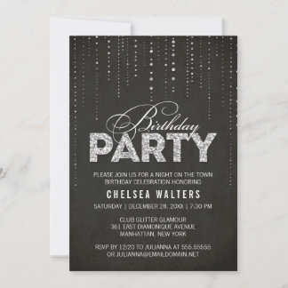 Elegante Black & Silver Geburtstagsparty Einladung