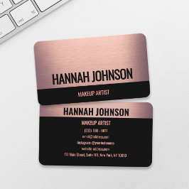 Elegante Black & Soft Rose Gold Business Card Visitenkarte