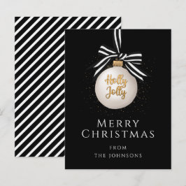 Elegante Black Stripes Frohe Weihnachtsbauble Postkarte
