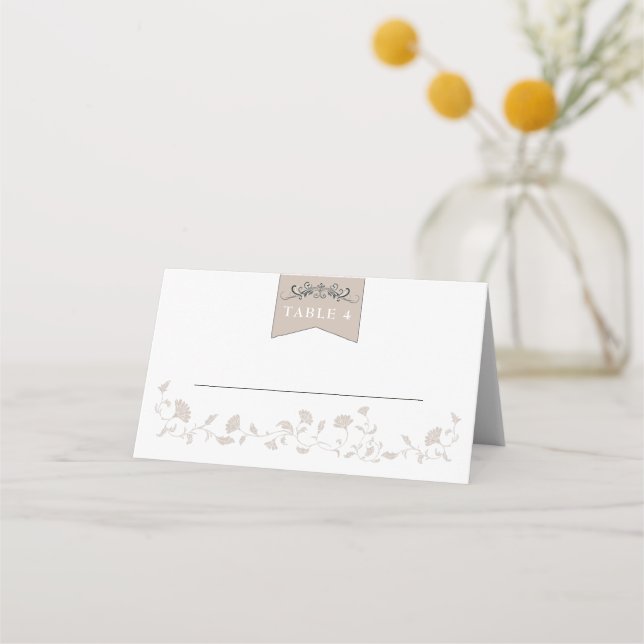 Elegante Black Tan Library Hochzeiten Platzkarten (Vorderseite)