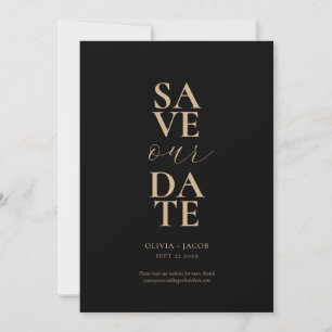 Elegante Black Tan Minimalistisch Wedding Save The Date