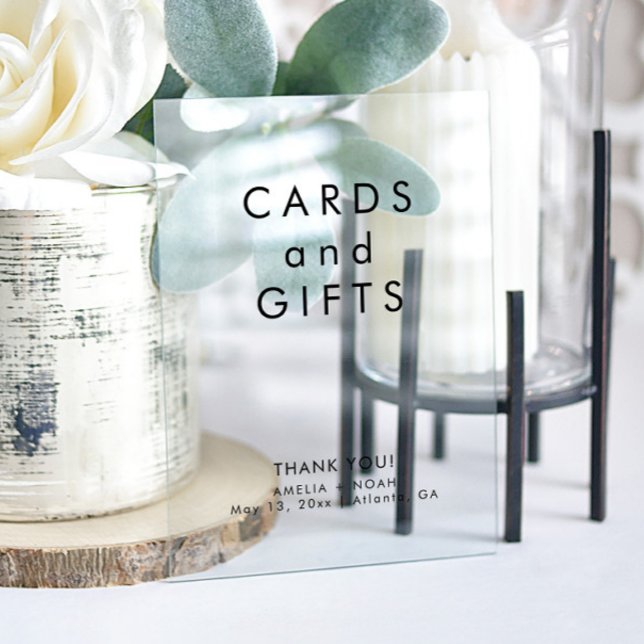 Elegante Black Text Cards verschenken Hochzeit Acrylschild (Von Creator hochgeladen)