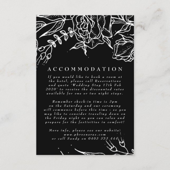 Elegante Black Tuxedo Bright White Wreath Wedding Begleitkarte (Vorderseite)