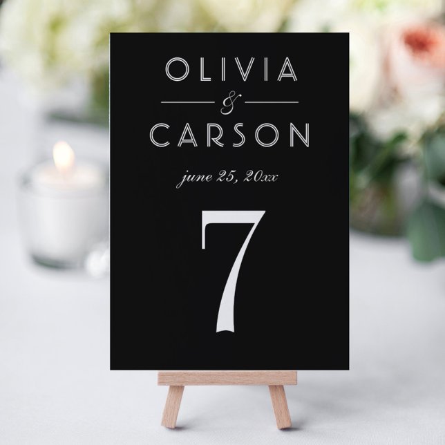 Elegante Black Wedding Monogram Tischnummer (Von Creator hochgeladen)