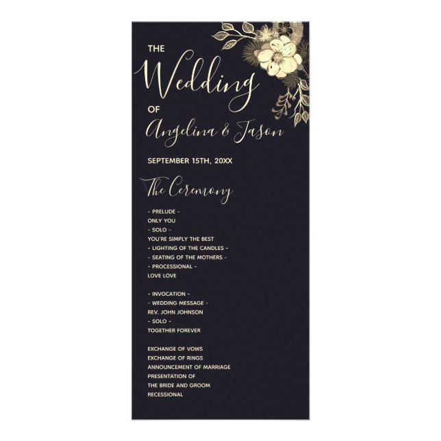 Elegante Black Wedding Werbekarte (Vorne)