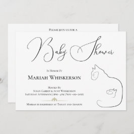 Elegante Black & White Cat Lover Kinderdusche Einladung