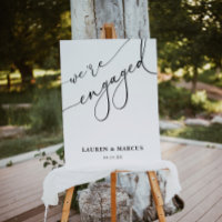 Elegante Black & White Engagement Party Willkommen