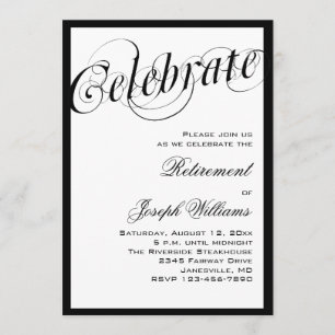 Elegante Black & White Retirement Party Einladunge Einladung