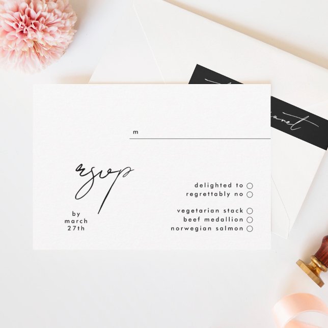 Elegante Black & White Simple Wedding RSVP Card Karte (RSVP showcasing suite - additional items (bought separately))