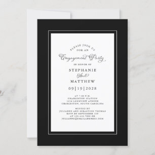 Elegante Black & White Wedding Engagement Party Einladung