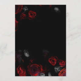 Elegante Blank Black and Red Floral Wedding Menükarte