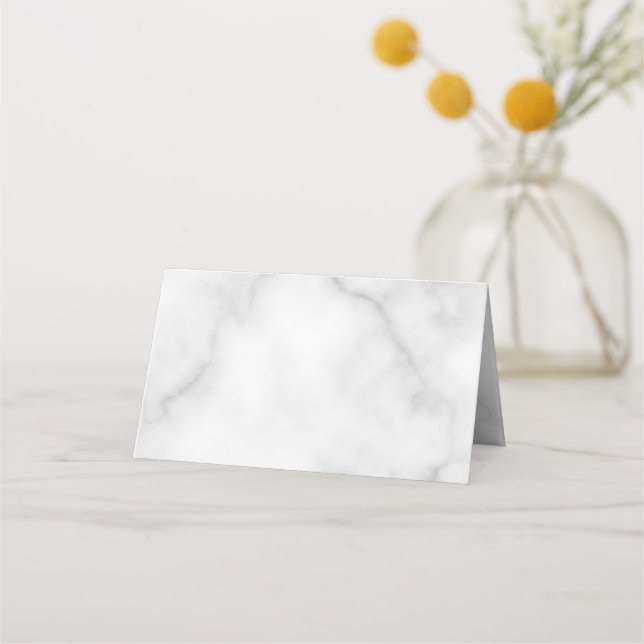 Elegante Blank White Marble Wedding Platzkarte (Vorderseite)