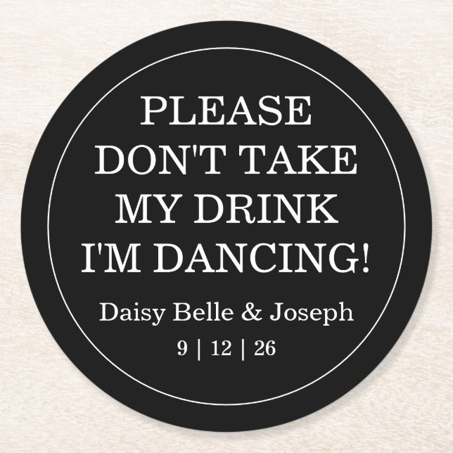 Elegante Blank & White Wedding Runder Pappuntersetzer (Vorderseite)