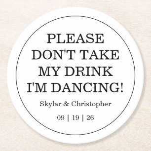 Elegante Blank & White Wedding Runder Pappuntersetzer