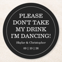 Elegante Blank & White Wedding Runder Pappuntersetzer