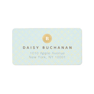 Elegante Blass Blue Gold Monogram Address Label Adressaufkleber