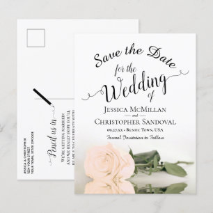 Elegante blassfarbene Peach-Rose Hochzeit Speicher Ankündigungspostkarte