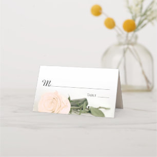 Elegante, blassfarbene Peach-Rose Hochzeitsschreib Platzkarte