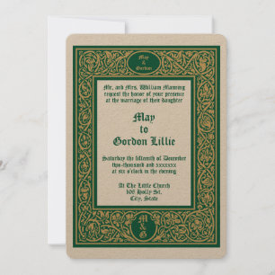 Elegante Blatt- und Blumenrand-Hochzeit Einladung