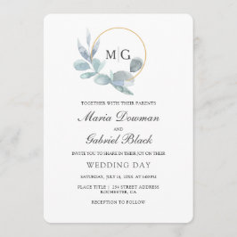 Elegante Blätter. Botanische Hochzeit Einladung