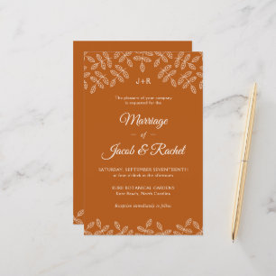 Elegante Blätter Deep Orange Hochzeit im Herbst Ei