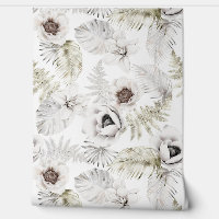 Elegante Blätter des White Tropical Florals Palm