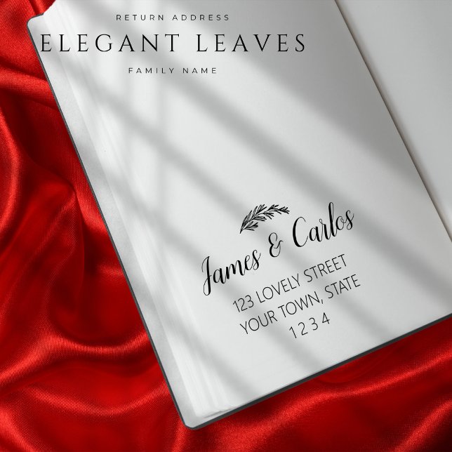 Elegante Blätter Familienname Rückgabeadresse Gummistempel (Elegant Leaves Family Name Return Adress Rubber Stamp)