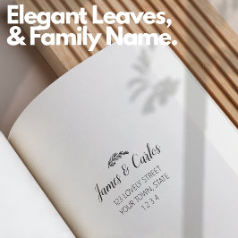 Elegante Blätter Familienname Rückgabeadresse Permastempel