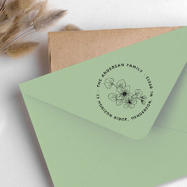 Elegante Blätter Familienname Rücksendeadresse Gummistempel