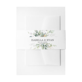 ELEGANTE Blätter Foliage Gold Watercolor WEDD Einladungsbanderole