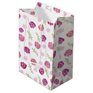 Elegante Blätter für Hübsche Rosa und Lila Rose Mittlere Geschenktüte