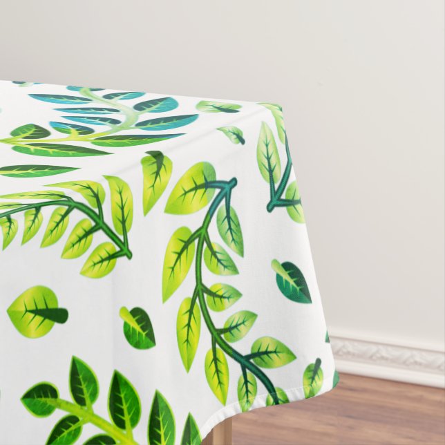 Elegante Blätter Grün Zitrone Türkis Tischdecke (Beispiel)