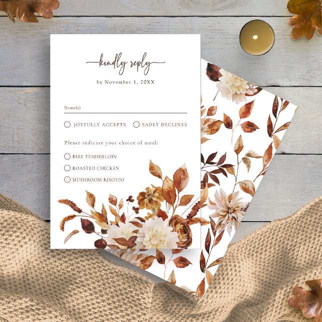 Elegante Blätter Herbst RSVP Karte (Elegant Terracotta Leaves Autumn Watercolor RSVP Card by Painted Paperie
)