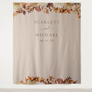 Elegante Blätter Hochzeit Wandteppich