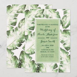 Elegante Blätter mit Hochzeiten von White Green Tr Einladung