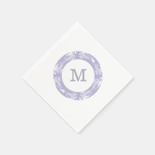 Elegante Blätter Muster-Lavendel-Monogramm Serviette