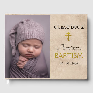 Elegante Blätter Orthodoxe Christliche Taufe Gast Gästebuch