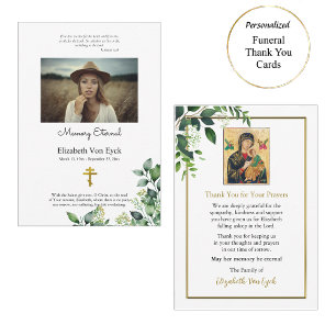 Elegante Blätter Orthodoxe Gedenkstätte für Christ Dankeskarte