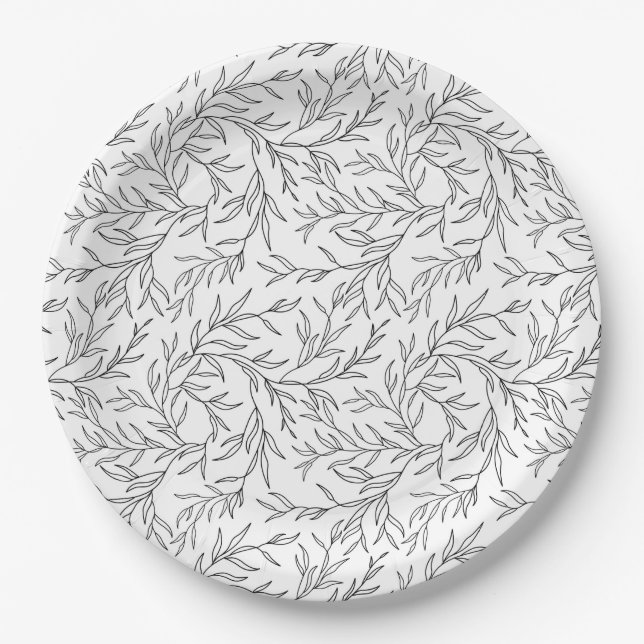 Elegante Blätter Pappteller (Vorderseite)