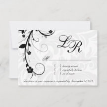 Elegante Blätter UAWG Wedding Repcard Schwarz-weiß