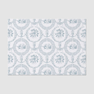 Elegante blau gegrabene blumengepresste Medallions Seidenpapier