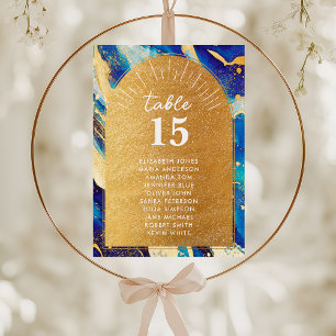 Elegante Blau Gold Sitzplan Karten Für Hochzeit