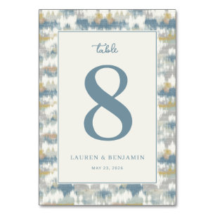 Elegante blau-graue geometrische Zahl Tischnummer