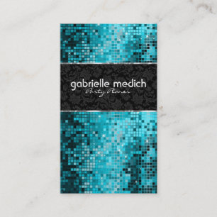 Elegante Blau-Grün Glitter Metallic Sequenz 2 Visitenkarte