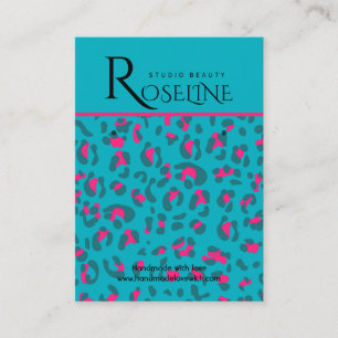 Elegante Blau- und rosa Leopard Print Display Card Visitenkarte