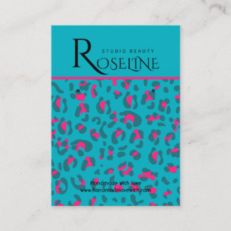 Elegante Blau- und rosa Leopard Print Display Card Visitenkarte