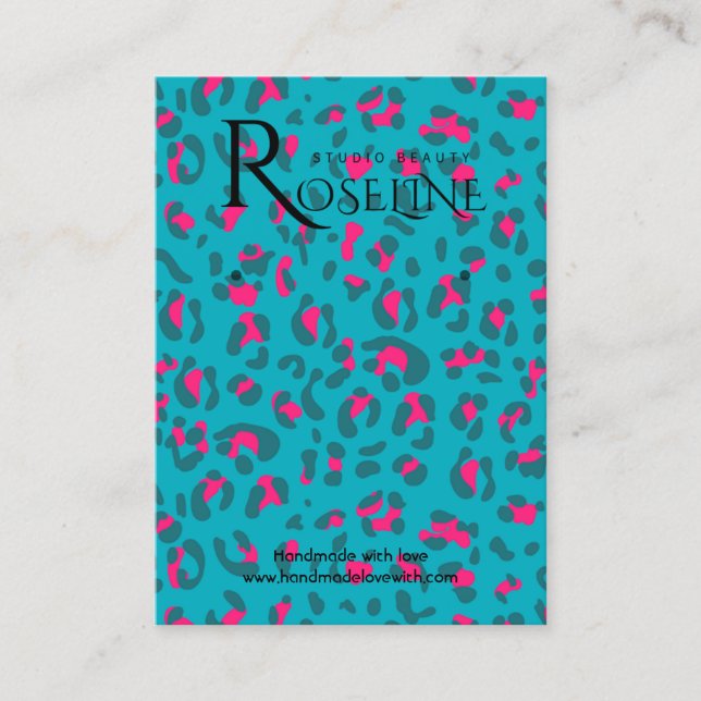 Elegante Blau- und rosa Leopard Print Display Card Visitenkarte (Vorderseite)