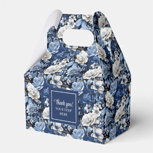 Elegante blau-weiße Blumen personalisierte Geschen Geschenkschachtel