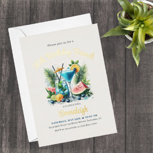 Elegante Blaubeer-Brunch-30.-Geburtstagsfeier Folieneinladung